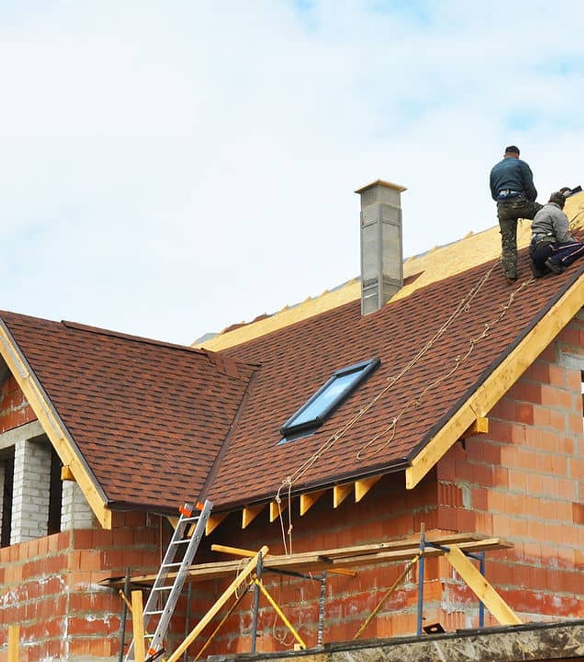 Sierra Exteriors team working on a roofing project